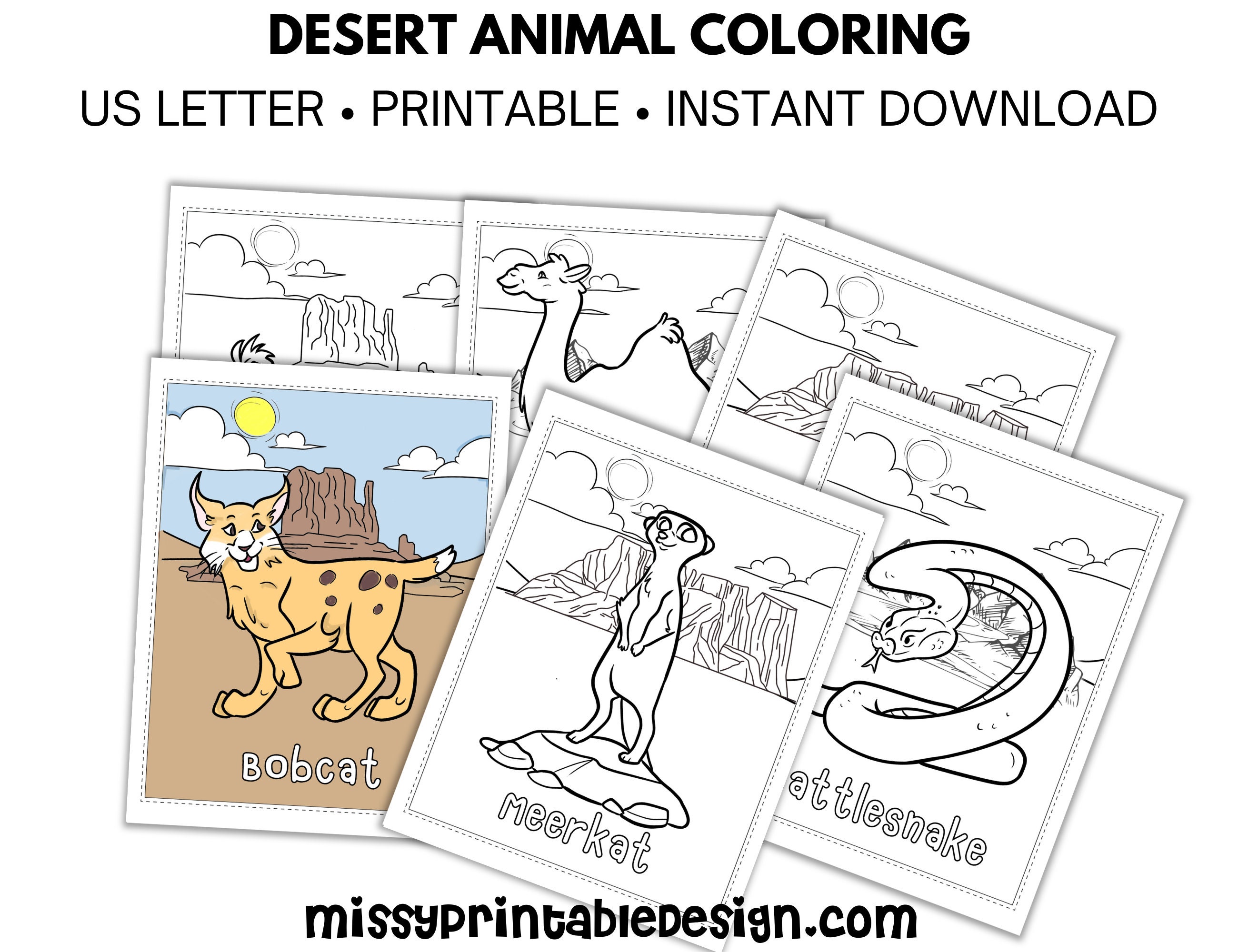 Desert animals coloring pages printable animal coloring pages desert animal activity instant download