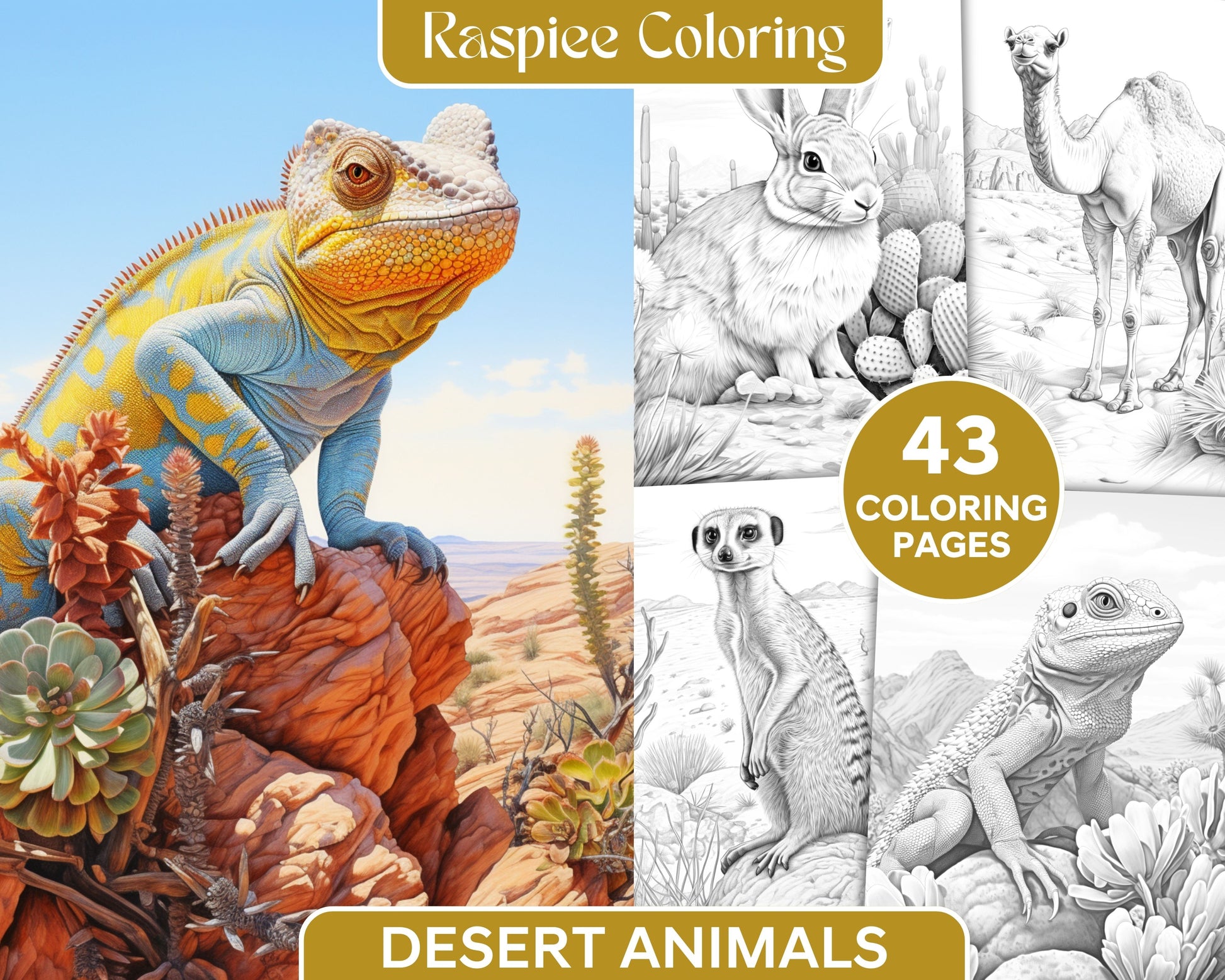 Desert animals grayscale coloring pages printable for adults pdf f â coloring