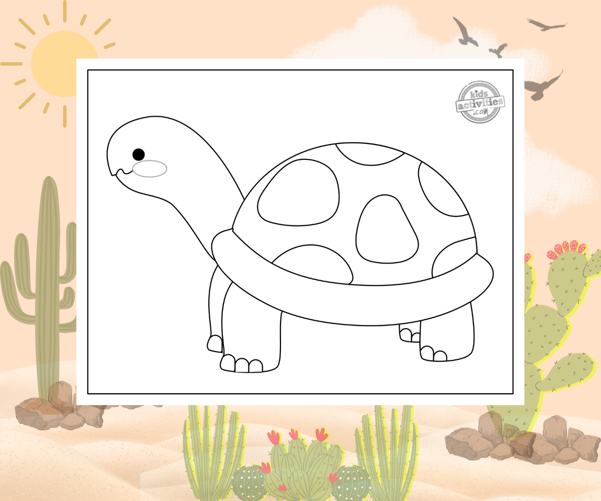 Darling printable desert tortoise coloring page kids activities blog