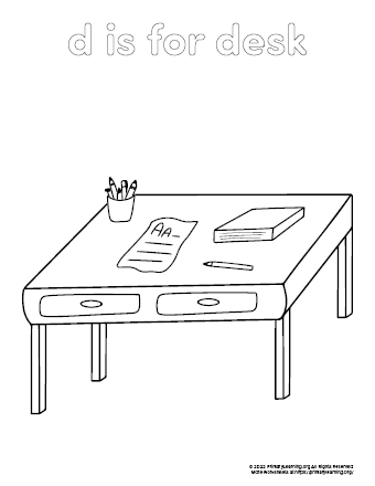 Desk coloring page