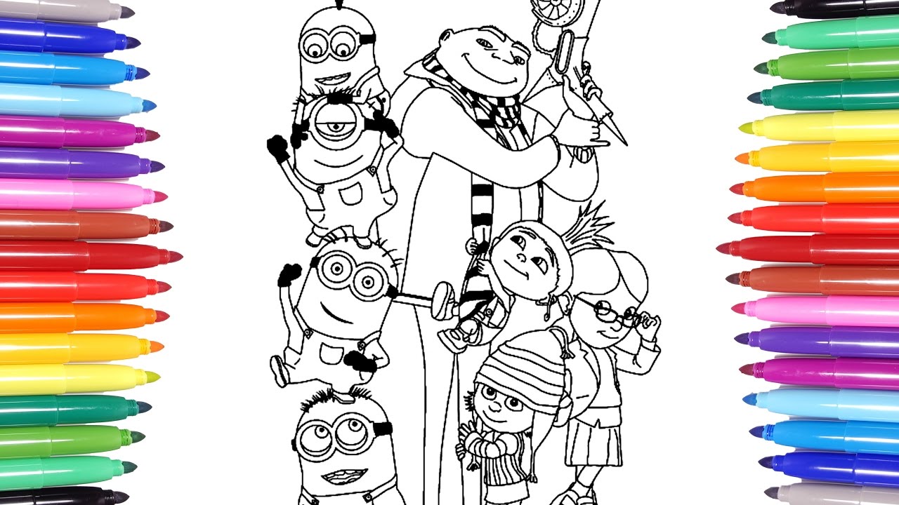 Despicable e inions coloring page learn colors for kids