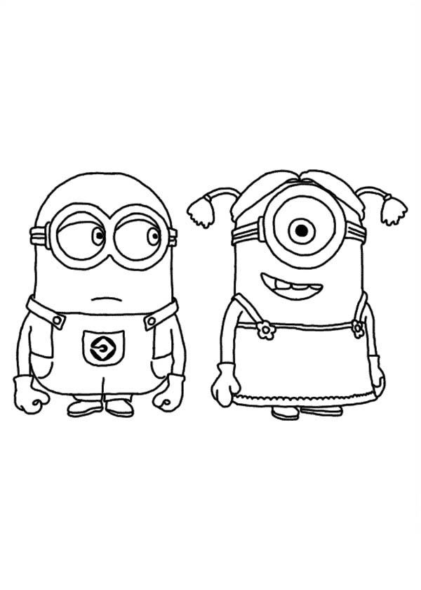 Dave and stuart as a girl in despicable me coloring page