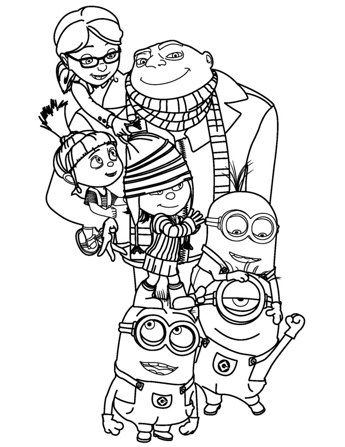 Kids under despicable me coloring pages