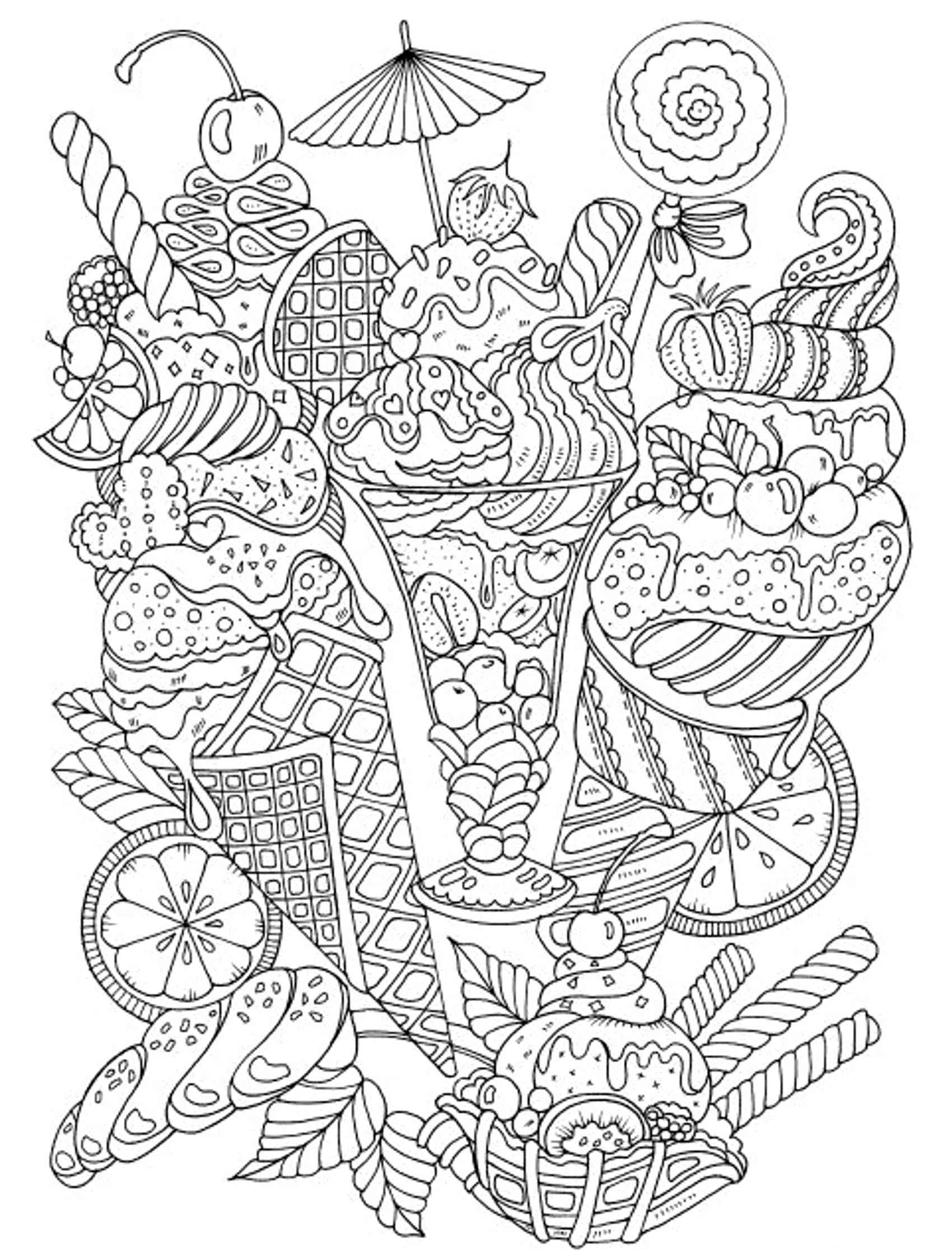 Food coloring pages for adults