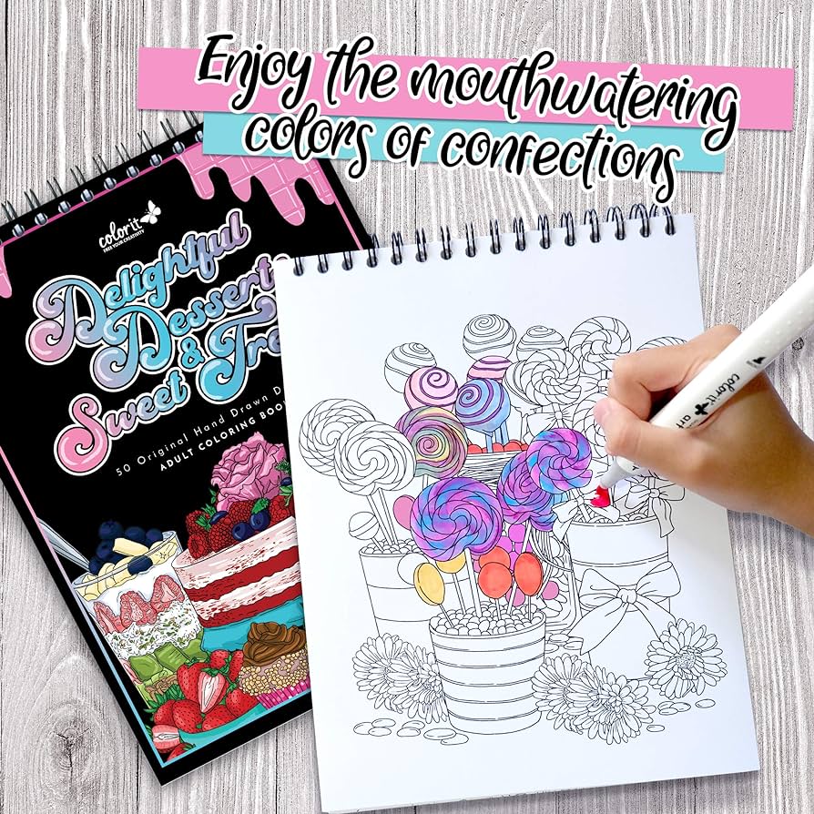 Colorit delightful desserts and sweet treats adult coloring book