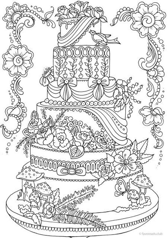 Cake printable adult coloring page from favoreads coloring book pages for adults and kids coloring sheets coloring designs