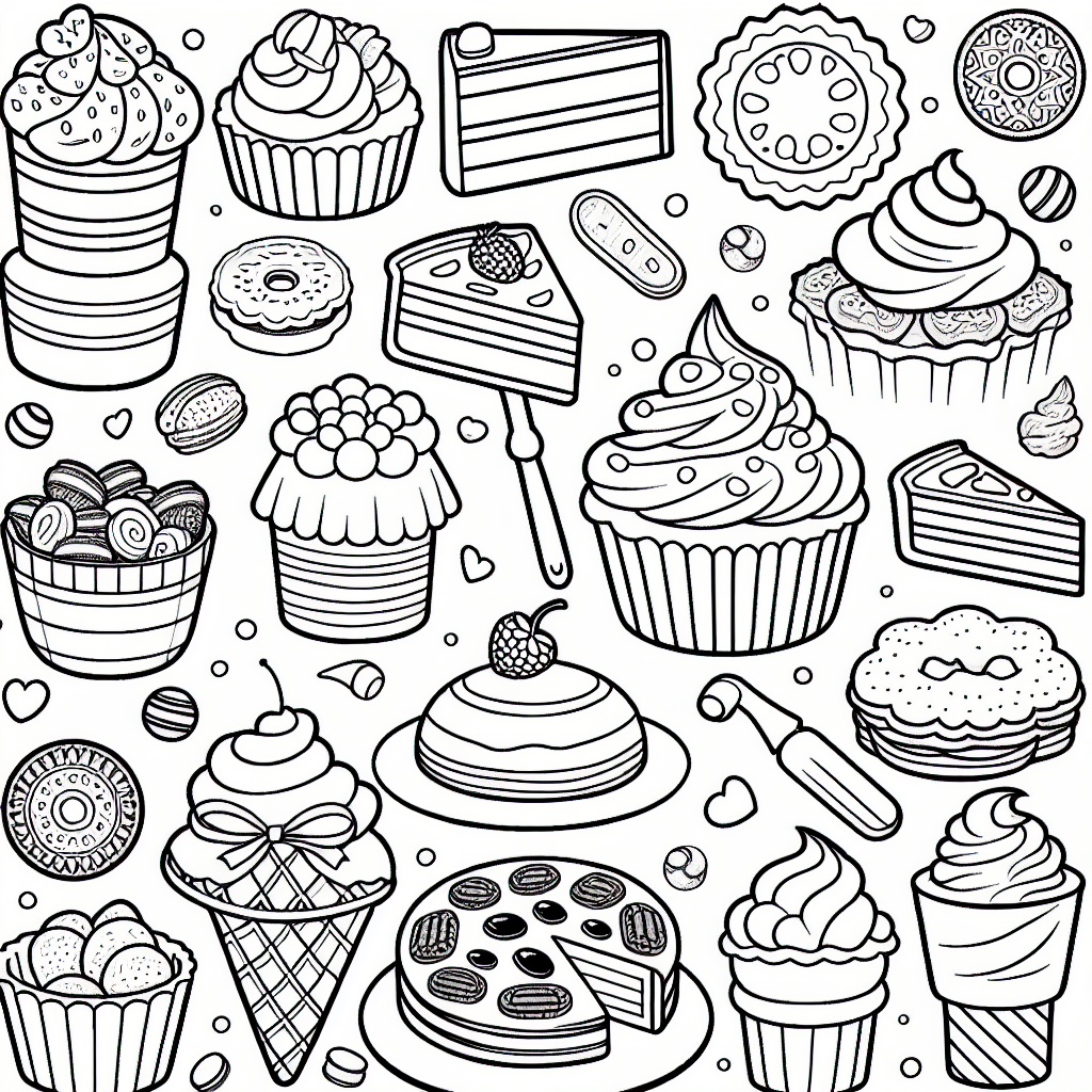 Cute dessert coloring pages