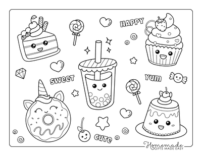 Free cute kawaii coloring pages for kids