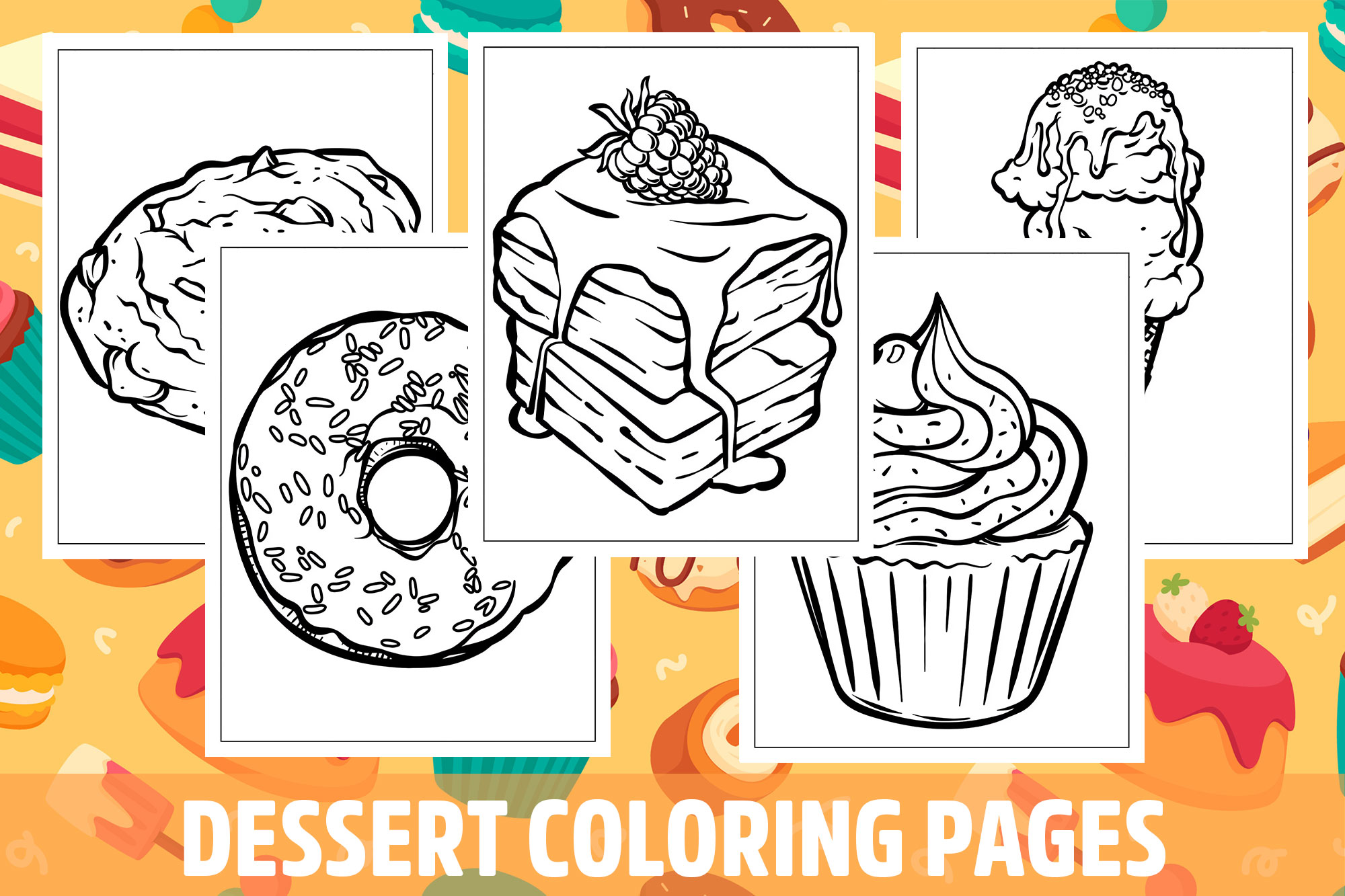 Dessert coloring pages for kids girls boys teens birthday school activity made by teachers