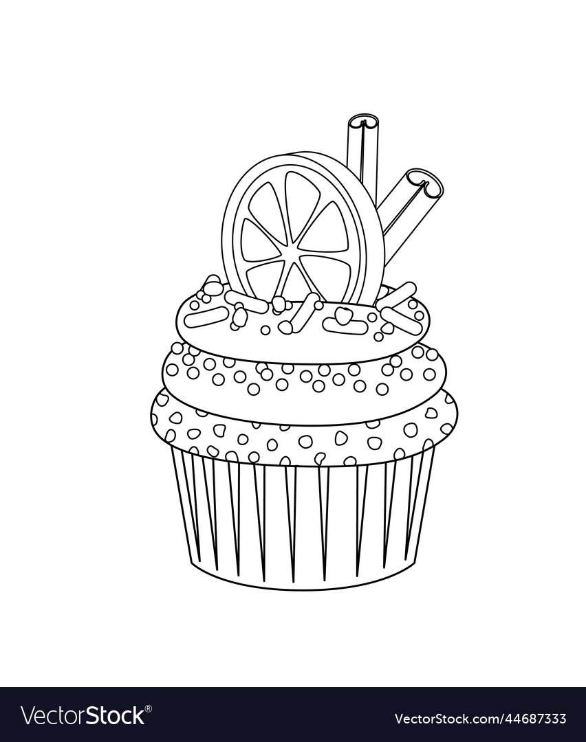 Delicious dessert coloring page black and white vector image