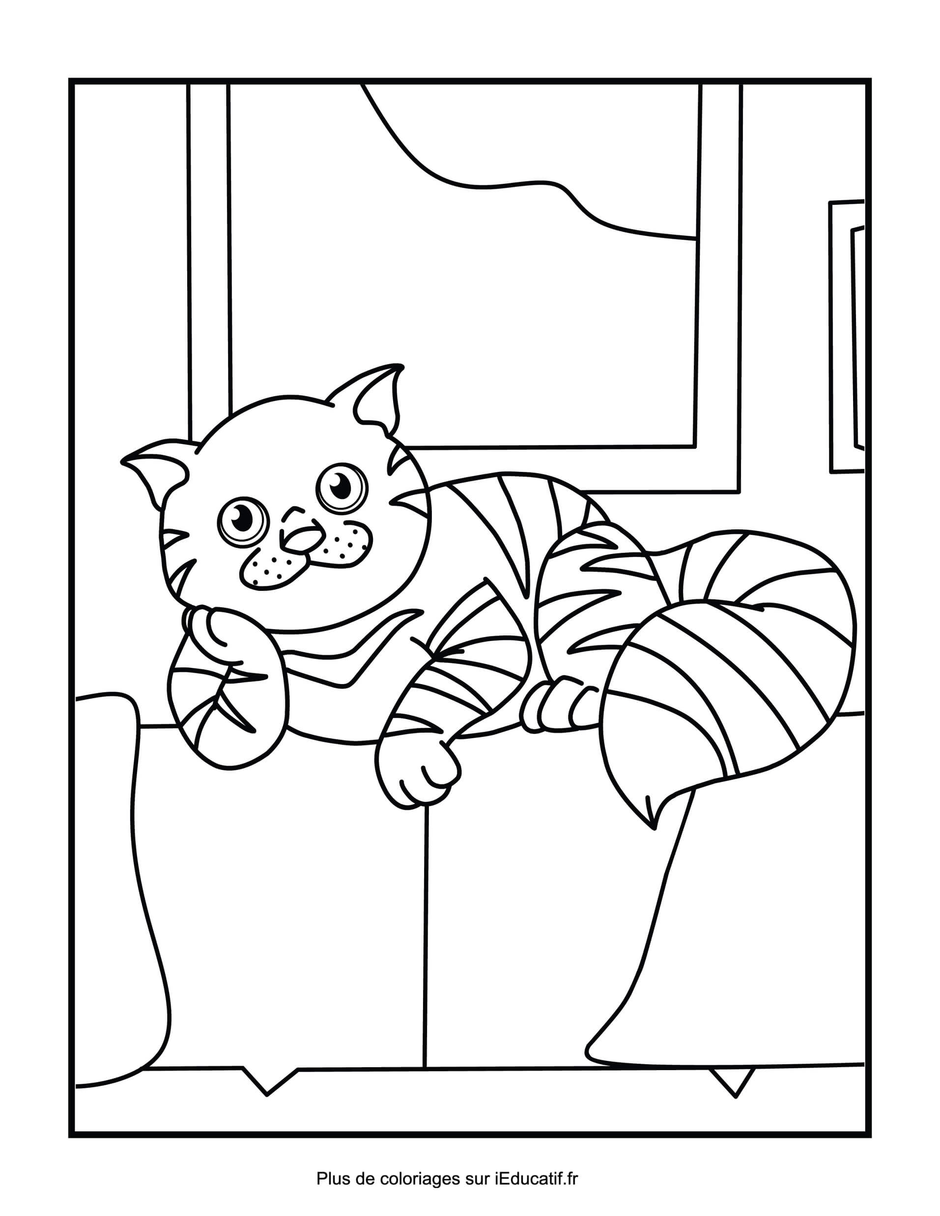 Coloriage chat qui se relaxe ã imprimer