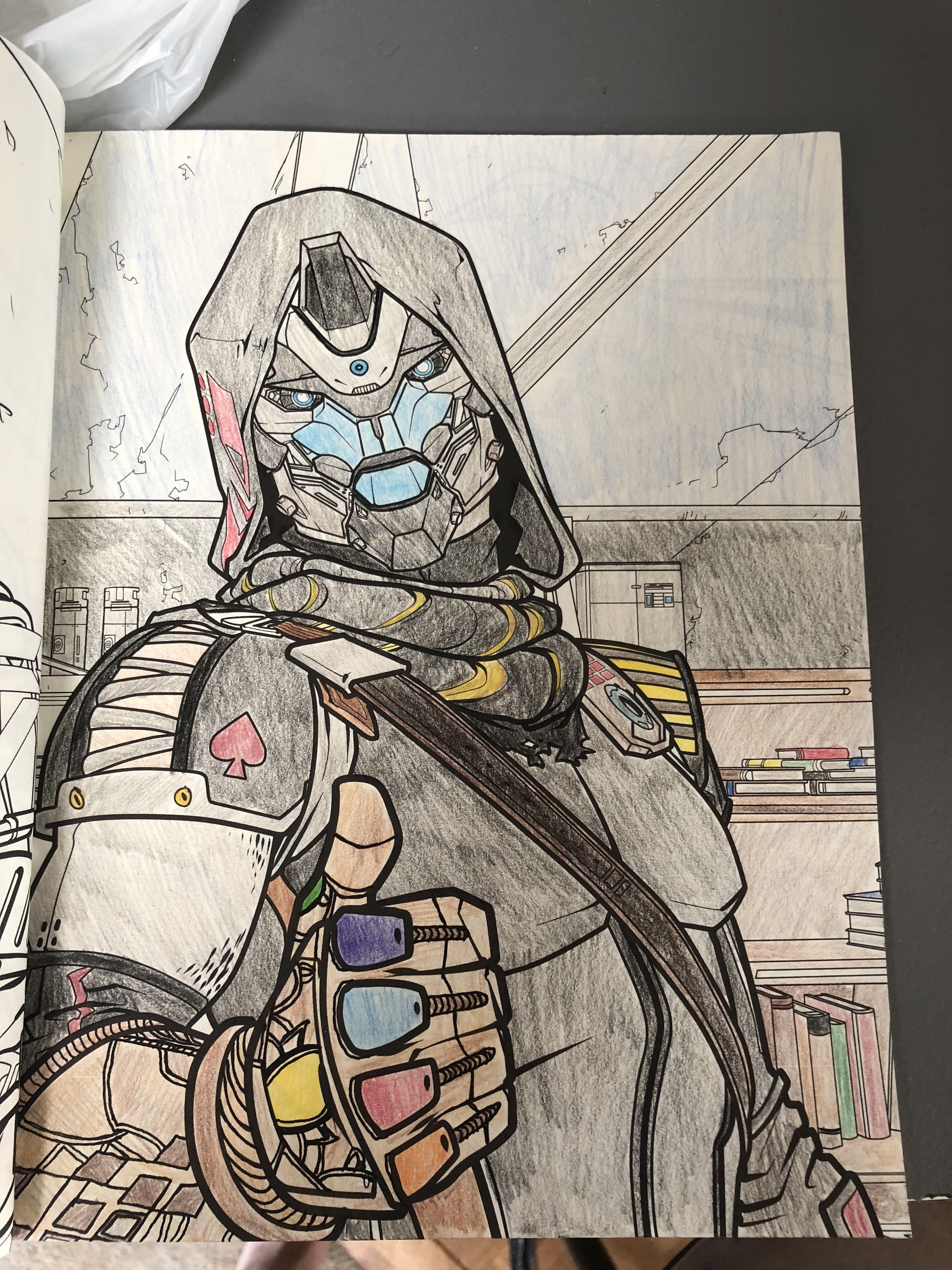 Just bought the destiny coloring book immediately flipped to this page and gave cayde a little something extra to fight off the barons rdestiny