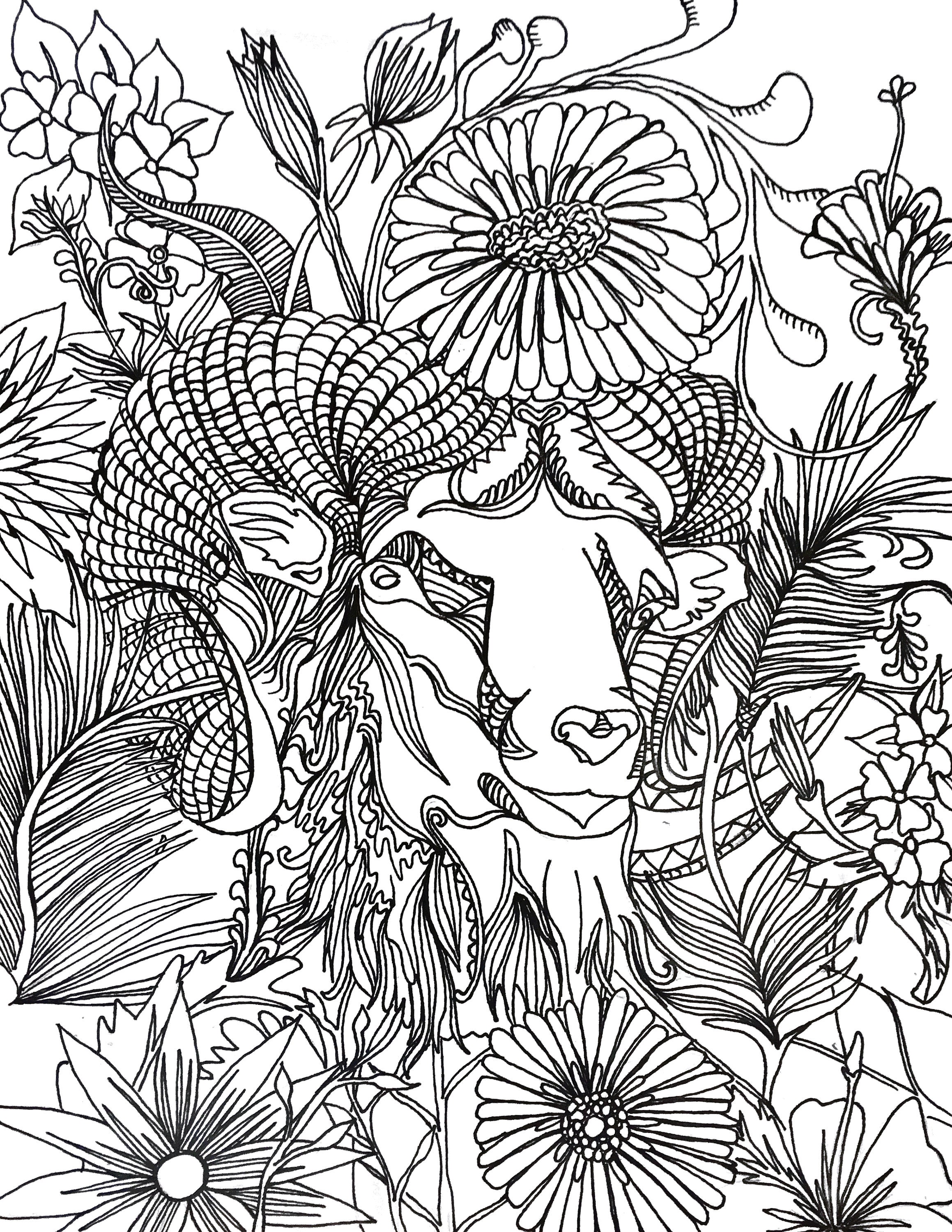 Ram detailed adult coloring sheet download now