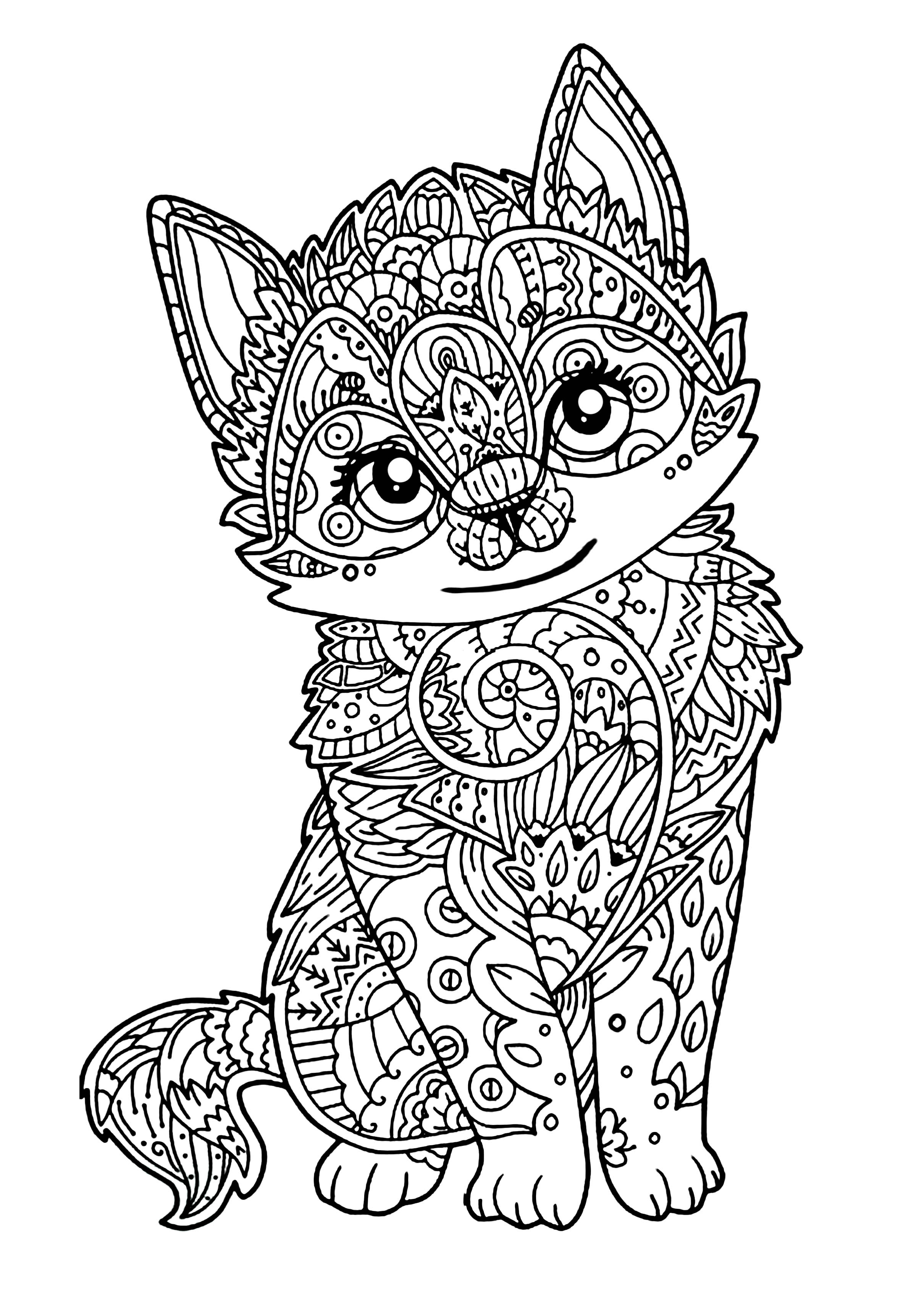 Cat coloring pages for adults