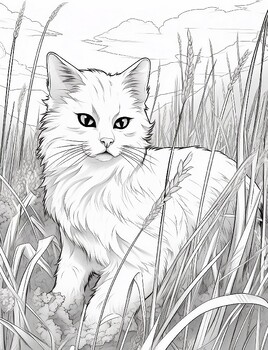 Realistic cat coloring pages vol by art coloring book tpt