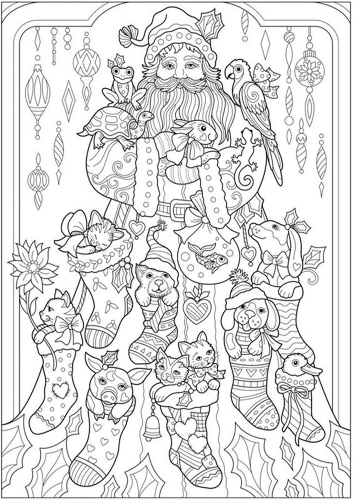 Free easy to print adult christmas coloring pages
