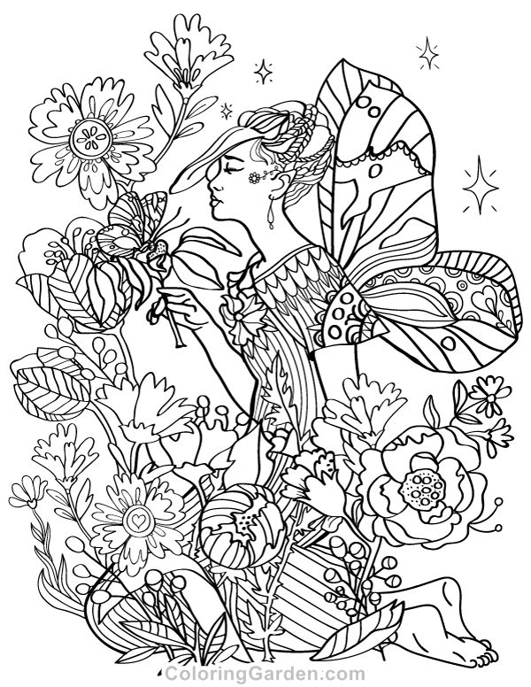 Fairy adult coloring page