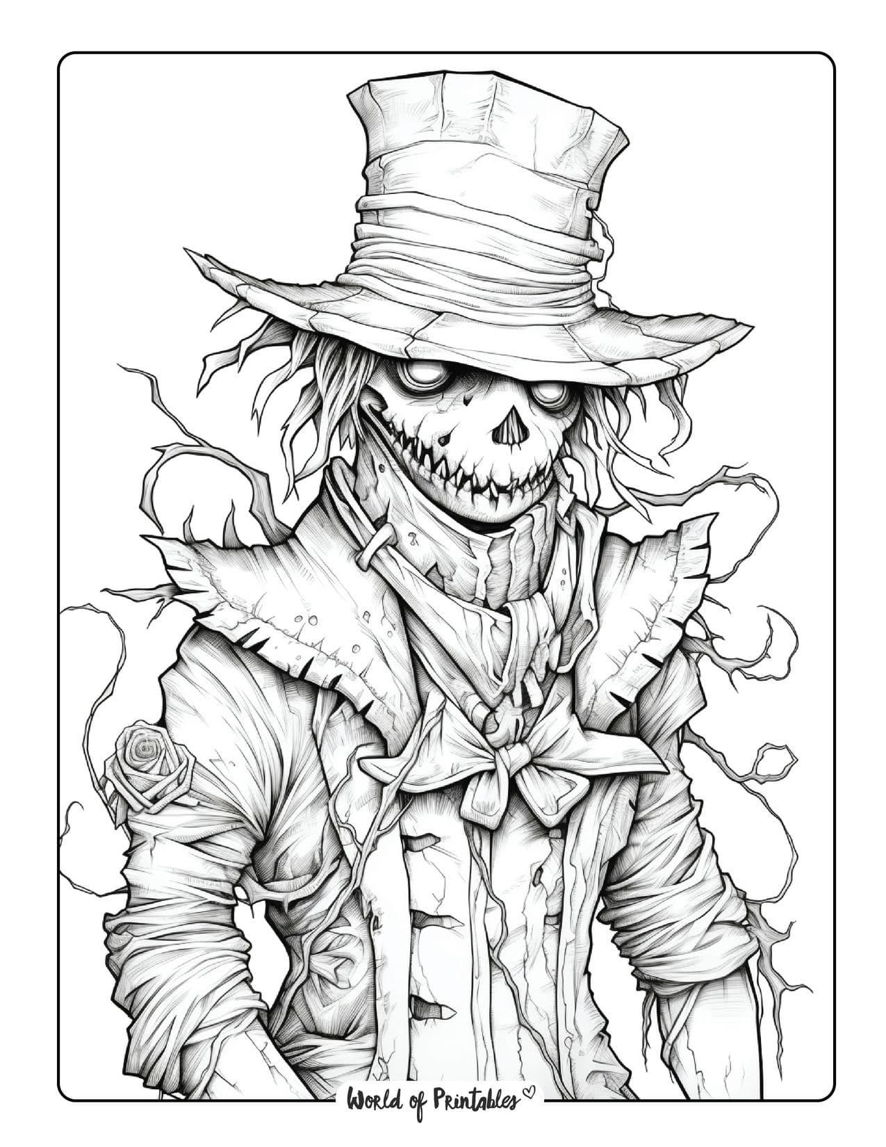 Dark and intricate horror coloring pages for adults
