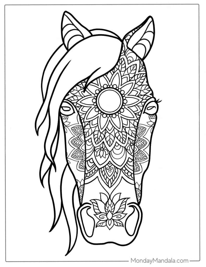 Horse coloring pages free pdf printables