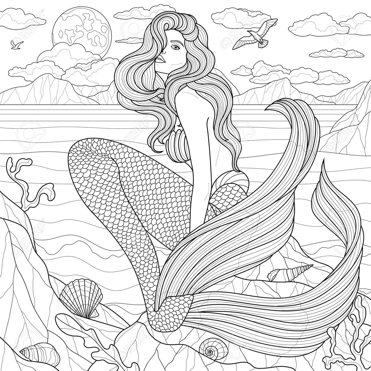 Mermaid coloring pages free pdf printables off