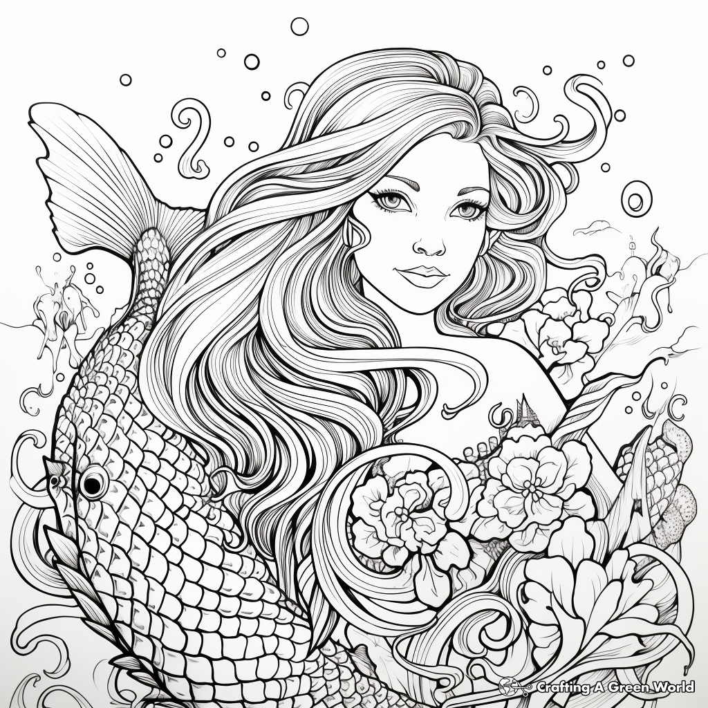 Unicorn mermaid coloring pages