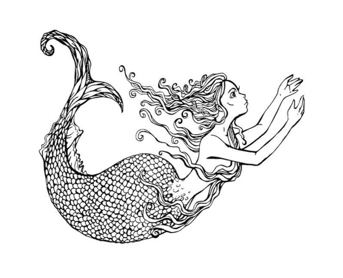 Mermaid coloring pages and books for adults and children