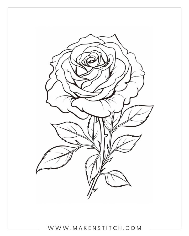 Roses coloring pages for kids and adults