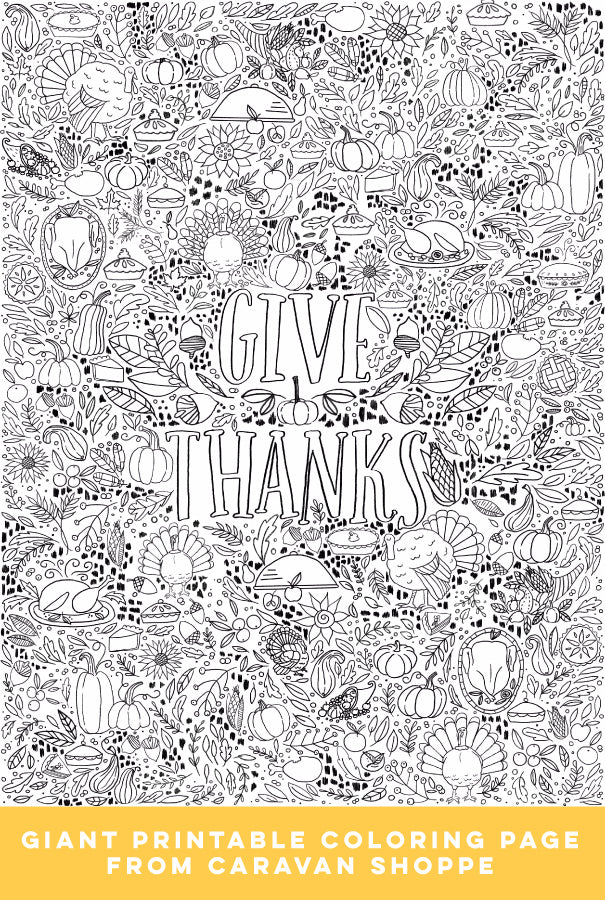 Giant thanksgiving coloring poster caravan shoppe