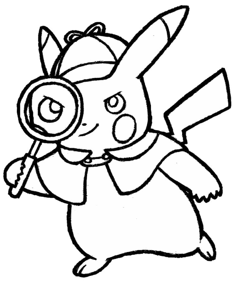 Detective pikachu coloring page