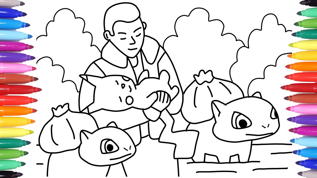 Detective pikachu and bulbasaurs pikachu sleeps in tims arms detective pikachu coloring pages