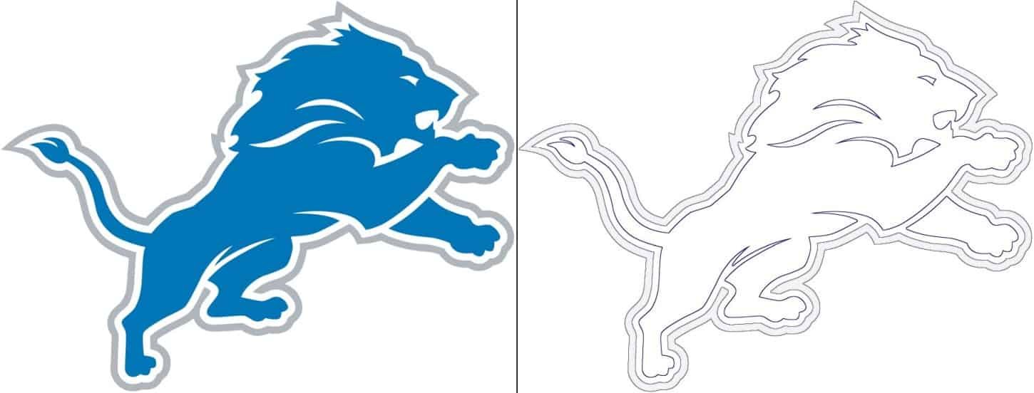 Detroit lions logo with a sample coloring page