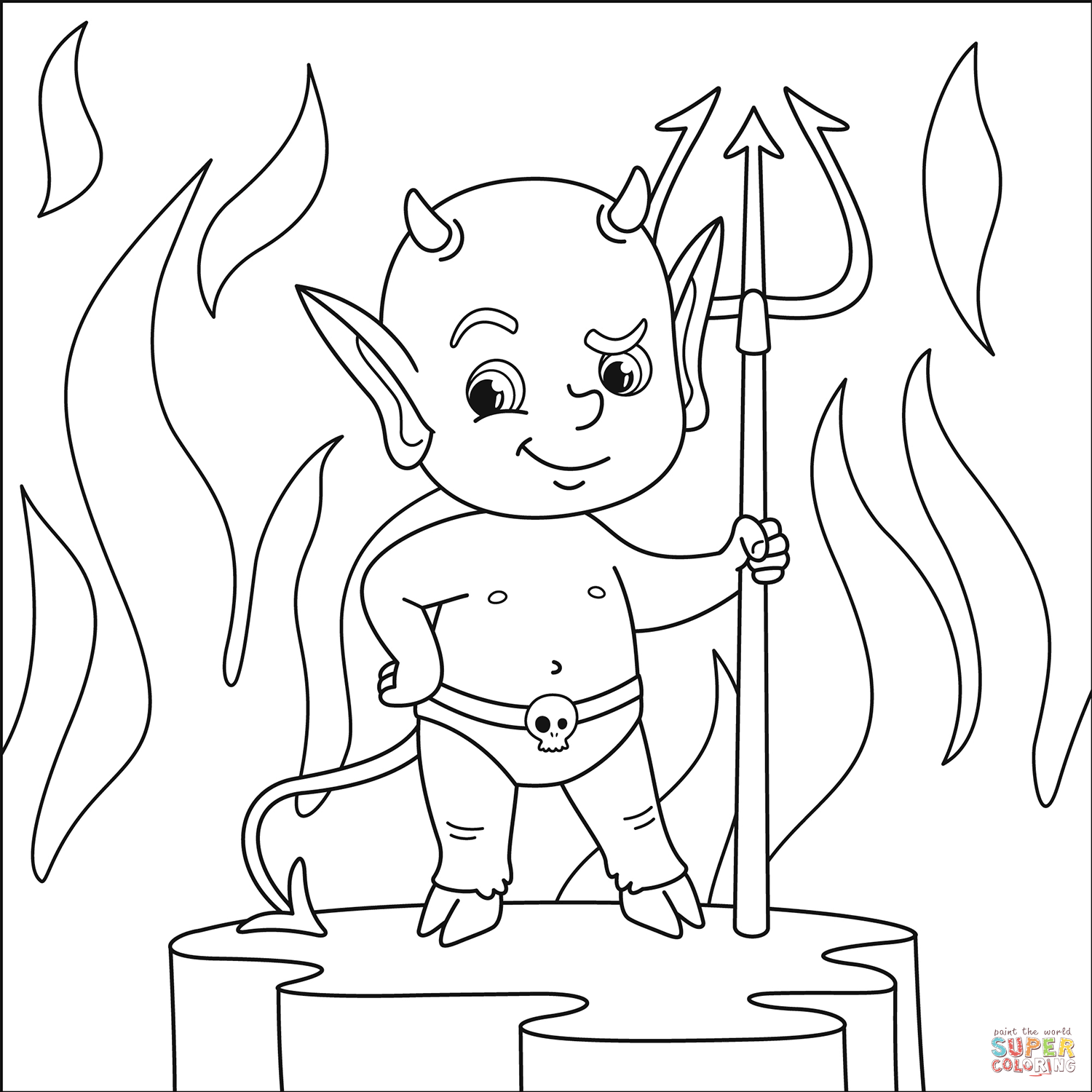 Little devil coloring page free printable coloring pages