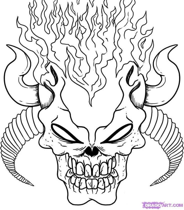 Demon skull coloring pages skull coloring pages scary coloring pages halloween coloring pages
