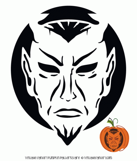 Extra creepy vintage devil pumpkin carving template