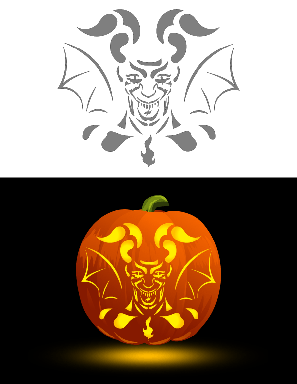 Printable demon pumpkin stencil