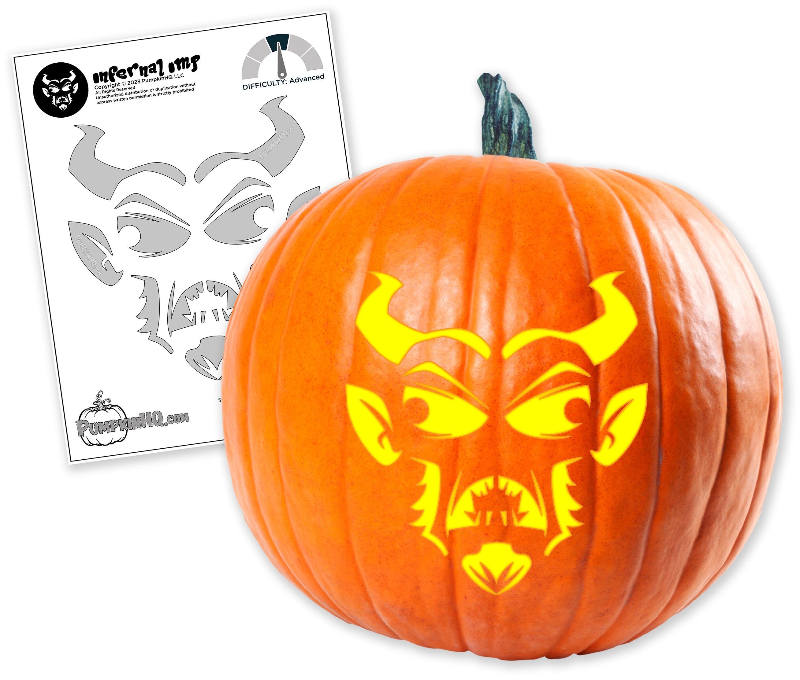 Devilish demon pumpkin carving stencil