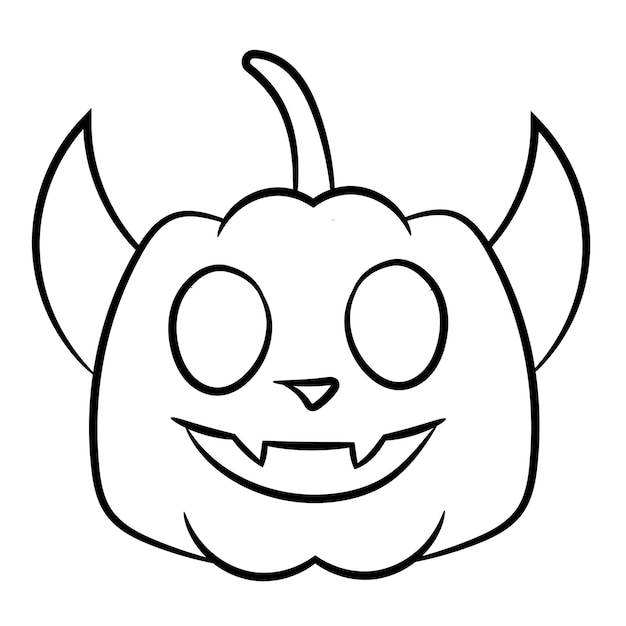 Premium vector devil pumpkin coloring page