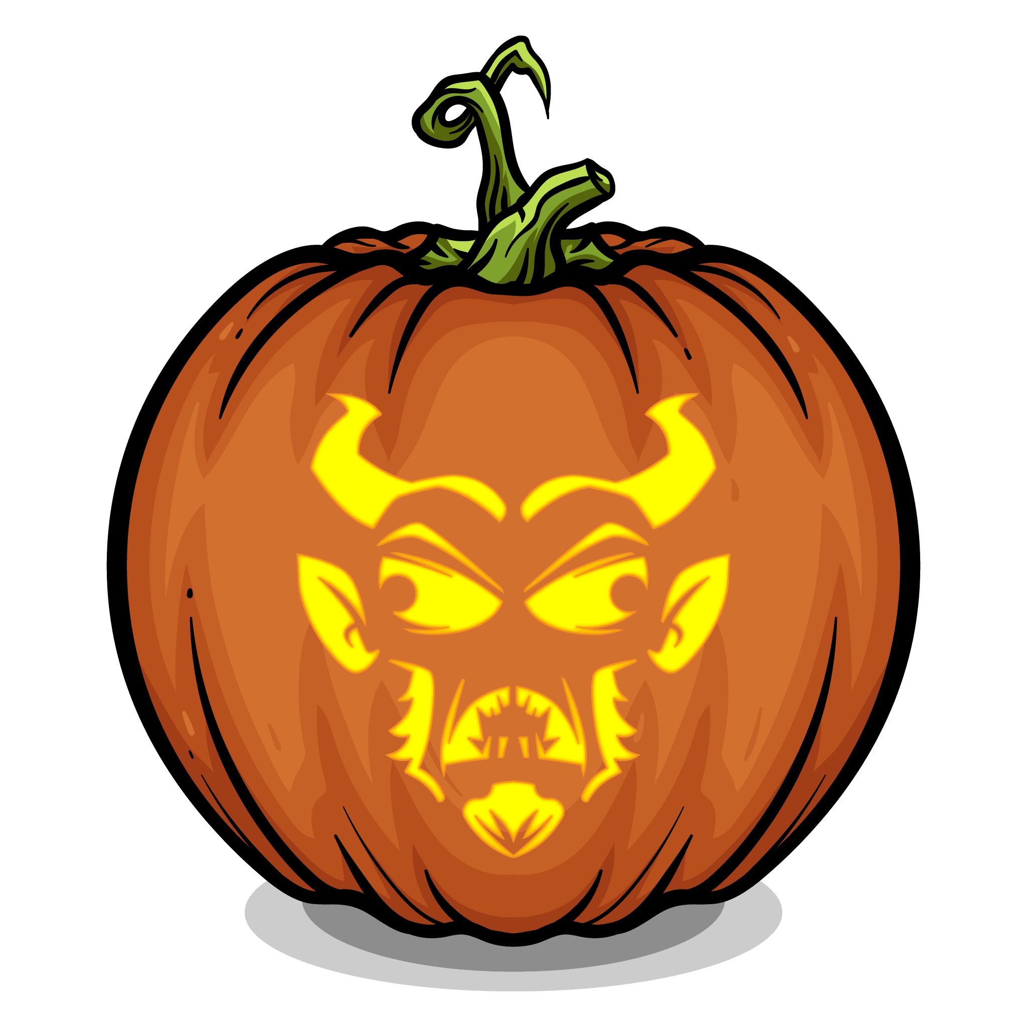 Devilish demon pumpkin carving stencil