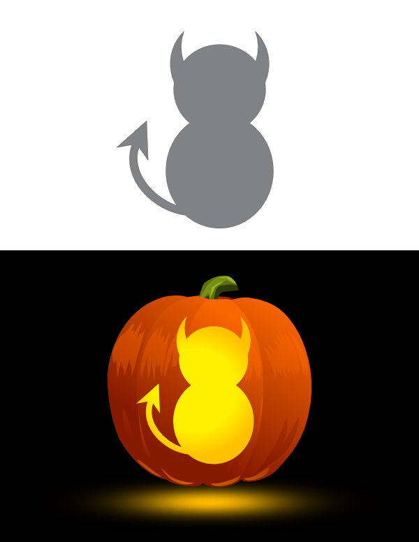 Printable easy devil pumpkin stencil