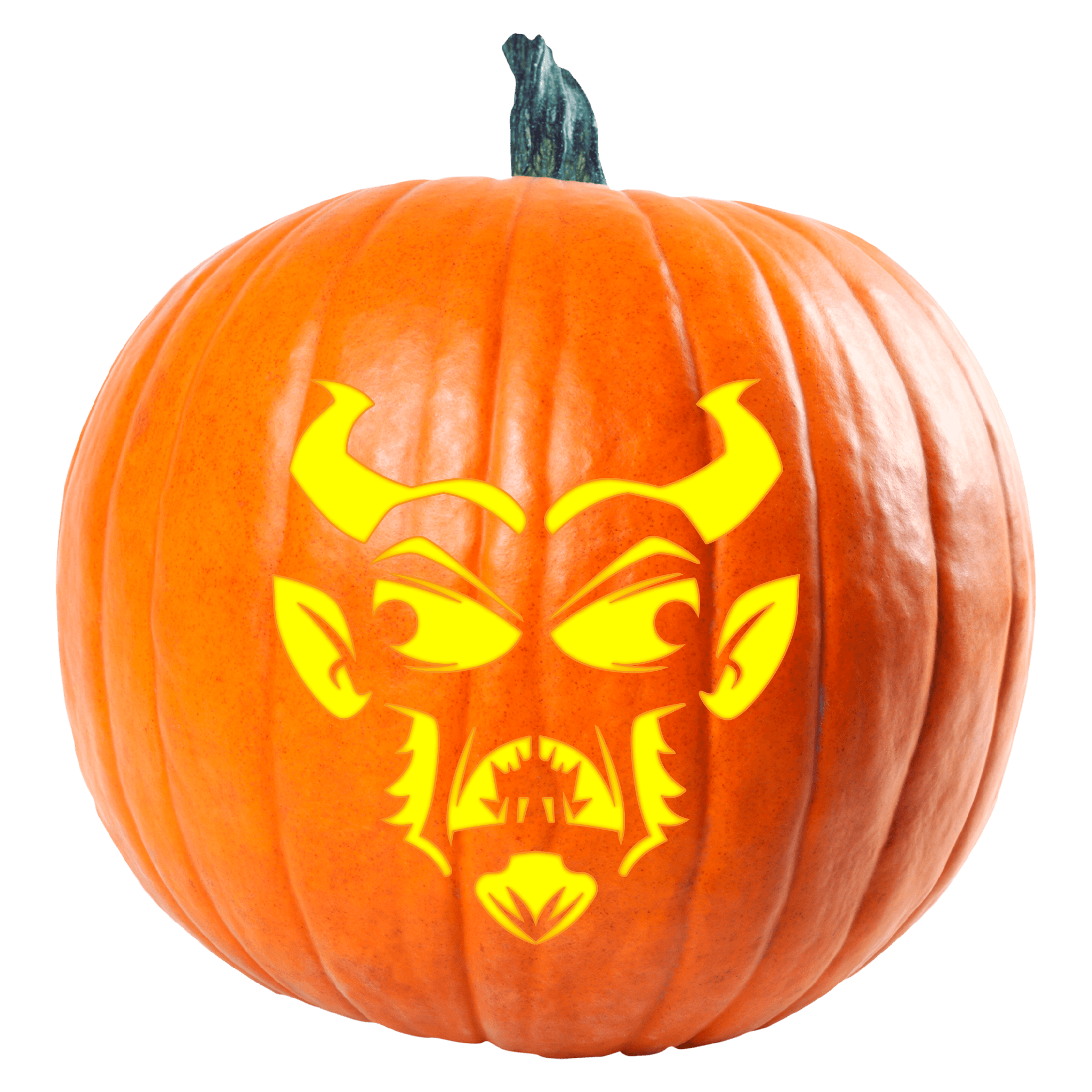 Devilish demon pumpkin carving stencil