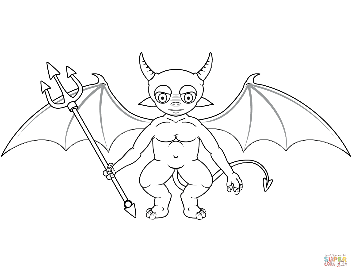 Cute devil coloring page free printable coloring pages