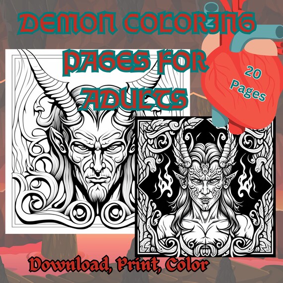 Page demon devil printable coloring pdf pages for adultsgothic colouring pagesdemonic coloring pages for adultscult colouring sheets instant download