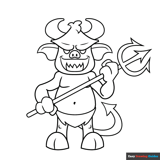 Cartoon devil coloring page easy drawing guides