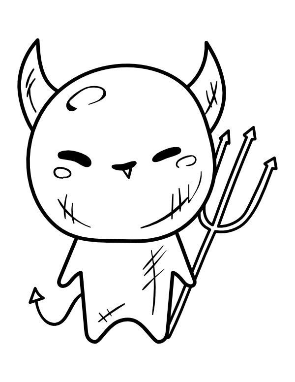 Printable kawaii devil coloring page