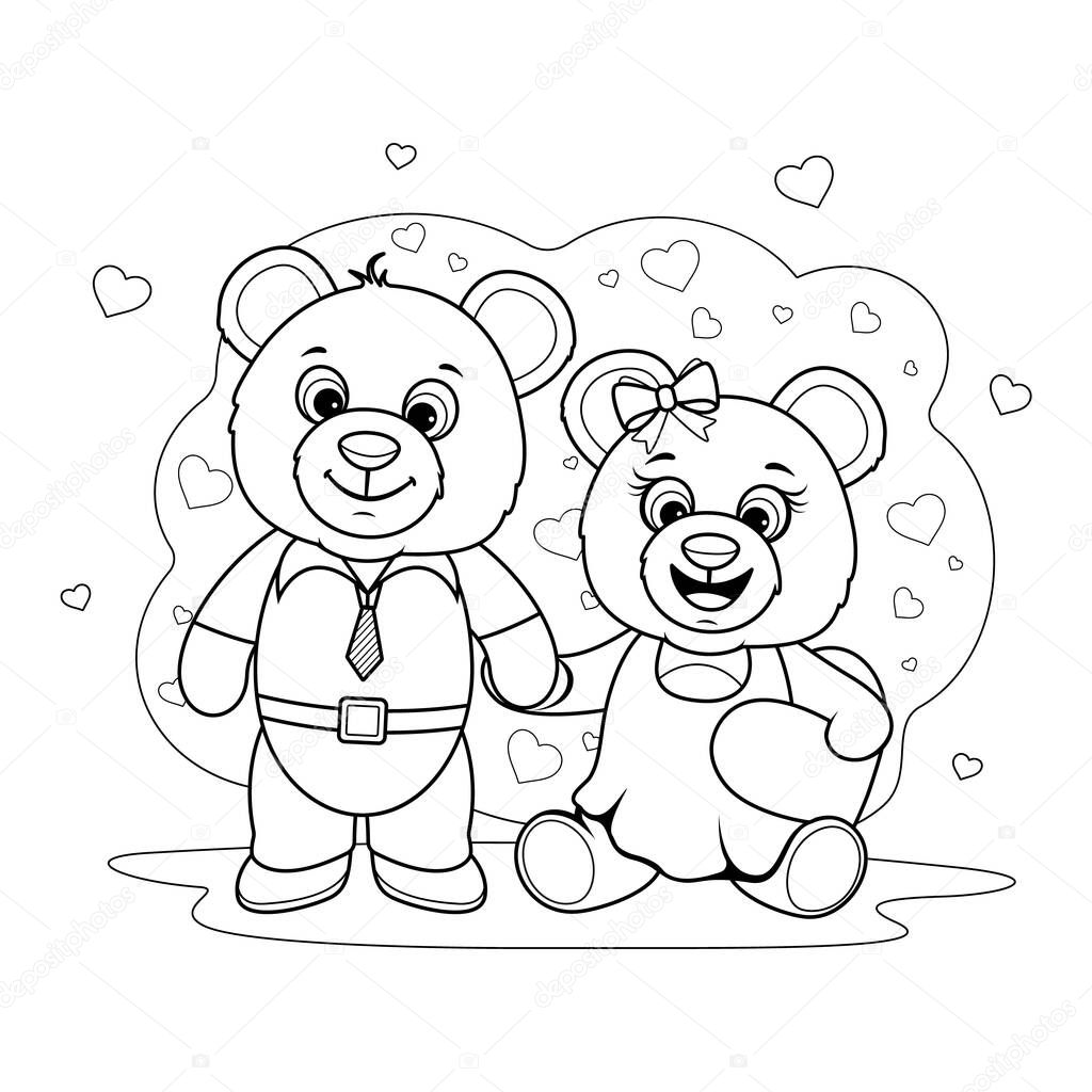 Coloring page two cartoon teddy bears love teddy bear boy vector de stock de vkofficeoduagmail