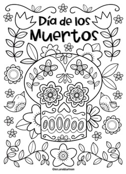 Dia de los muertos coloring page by mrs arnolds art room tpt