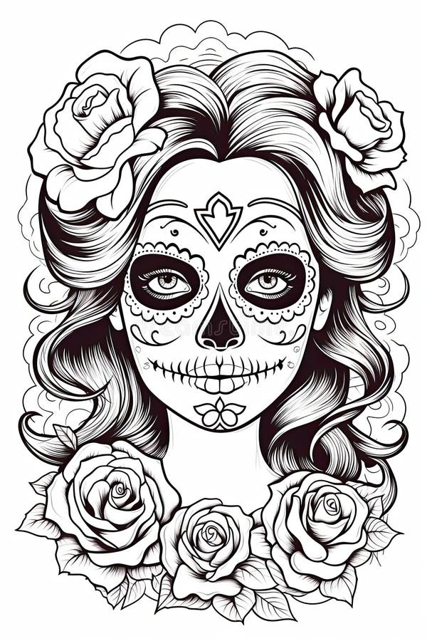 Dia de los muertos coloring stock illustrations â dia de los muertos coloring stock illustrations vectors clipart