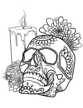 Dia de los muertos coloring page set by andrea bacca tpt