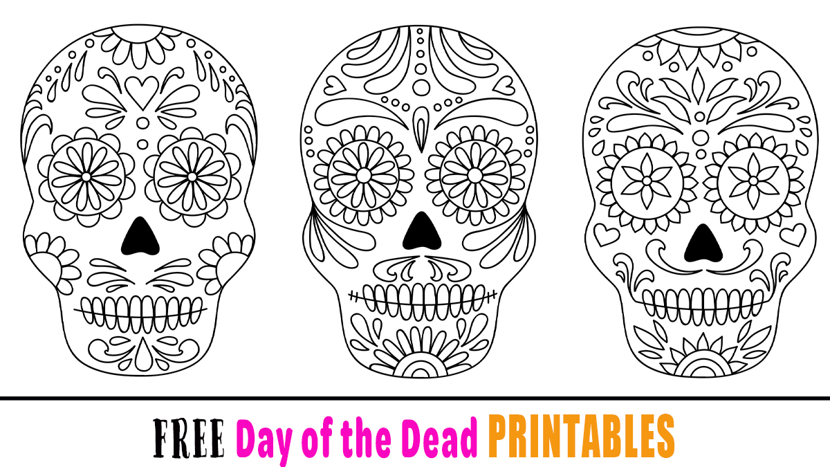 Free dia de los muertos day of the dead printable colouring pages for kids