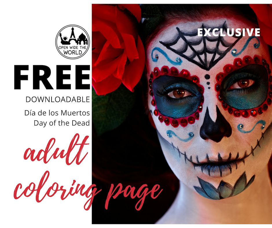 Free dãa de los muertos adult coloring page â open wide the world